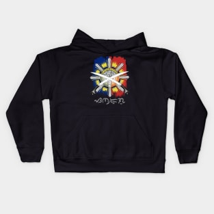 Philippine Flag Sun/Ginunting sword/Baybayin word Sandugo (One Blood) Kids Hoodie